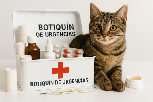 gato con botequin de urgencia