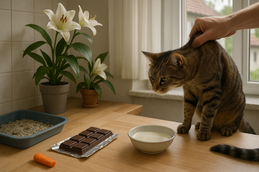 gato con productos prohibidos