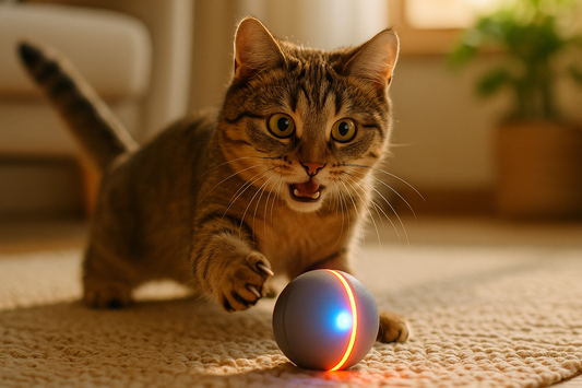 gato jugando con una bola electrica