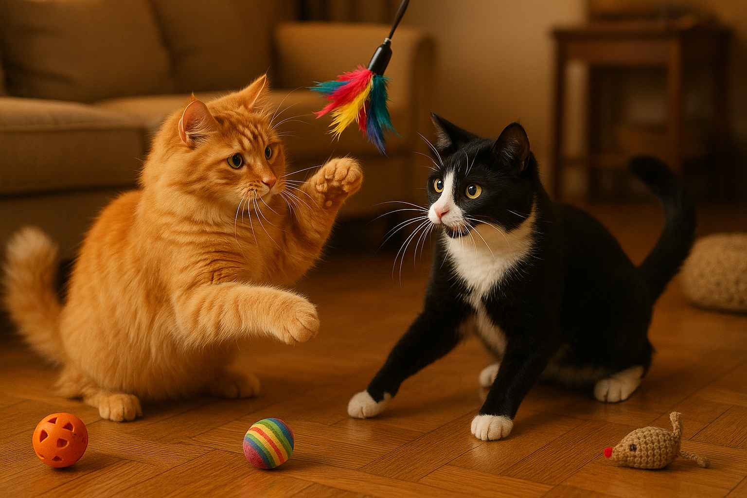 dos gatos jugando